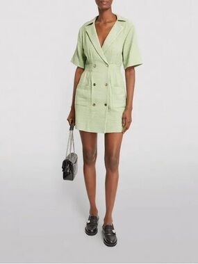 Sandro Paris Double Breasted Mint Green Mini Dress